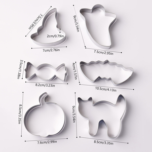 Hot bán Halloween 6-Piece dùng một lần thép không gỉ DIY Baking công cụ bí ngô BAT ma kẹo hình dạng Cookie cutter bakeware - Product Image 1
