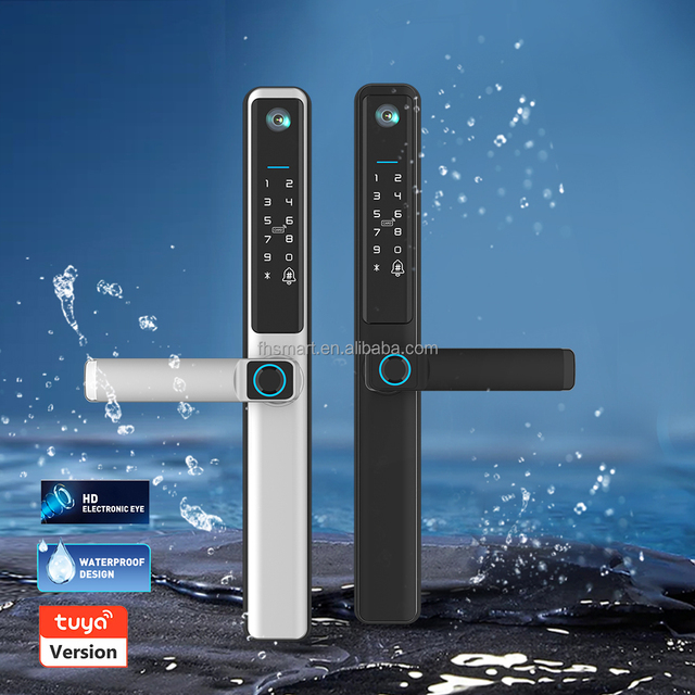 OutdoorTuya Wifi App Camera Aluminum Door Smart Lock 35mm Slim Sliding Frame Door Lock Biometric Fingerprint Electronic Lock