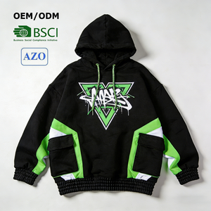 โรงงานผลิตเสื้อผ้าสั่งทำ เสื้อฮู้ดดี้สไตล์วินเทจ กระเป๋าคาร์โก้ สตรีทแวร์ ทรงหลวม พิมพ์ลายสกรีน ผ้าเฟรนช์เทอร์รี่ ป้องกันขนร่วง 420GSM สำหรับผู้ชาย - Product Image 1