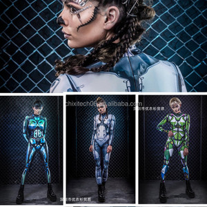 Combinaison moulante une pièce cool de style européen et américain, ensemble <span class=keywords><strong>cyberpunk</strong></span> imprimé numérique 3D, combinaison une pièce pour <span class=keywords><strong>cosplay</strong></span> féminin - Product Image 2