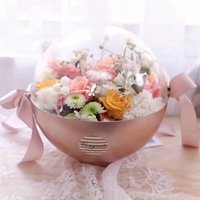 Boîte cadeau de luxe réutilisable personnalisée en gros, nouveau design simple boîte florale ronde rose acrylique savon fleur coffrets cadeaux avec fenêtre.