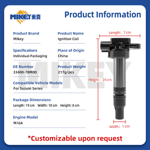 Bobina di Accensione MIKEY di Alta Qualità per Suzuki Celerio Kizashi <span class=keywords><strong>Vitara</strong></span> S-Cross New Alto 3340078M00 Ricambi Auto SUZUKI - Product Image 3