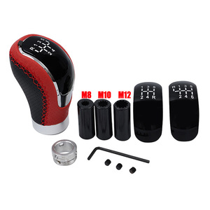 Car Gear <b>Knob</b> Leather Manual Transmission <b>Shift</b> <b>Knob</b> Ergonomic Design For Manual Cars Set With Red Blue Black Stitching - Product Image 4