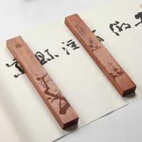 Presse-papiers de calligraphie grand format noir en Suanzhi/Palissandre, incrustation de cuivre sculptée à la main, accessoire de bureau traditionnel chinois, cadeau pour savant