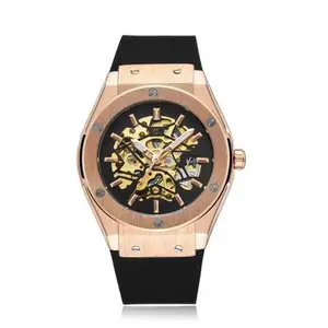 Watches Men Wrist Luxury Iced Out Silicone Strap Stainless Steel reloj montre homme Tourbillon Automatic Custom Mechanical Watch