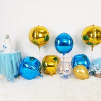 Ballons en feuille métallique 4D en gros, rayés et de couleurs unies, pour décoration de fête d'anniversaire et de mariage, logo personnalisé