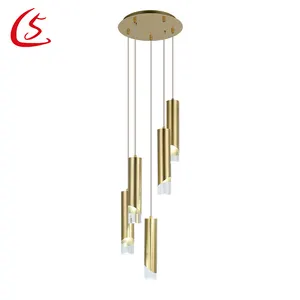 North America Supplier Home Villa Decorative Hanging Light Gold Aluminum Acrylic LED Pendant Light