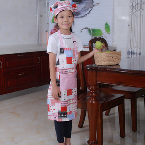 ชุดผ้ากันเปื้อนเด็กผ้าฝ้ายลายการ์ตูนหมวกเชฟผ้ากันเปื้อนทำอาหารสำหรับเด็กใช้ทุกวันขนาดใหญ่ 45x60 ซม.ขนาดเล็ก 40x55 ซม. - Product Image 3
