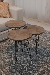 Set of 3 Nesting END <b>Tables</b> - Round Stacking Cheap <b>Coffee</b> <b>Tables</b> for <b>Small</b> Spaces Bedside <b>Table</b> for Living Room - Product Image 6