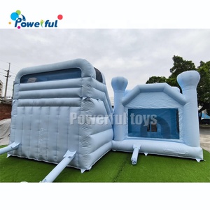 Piscine gonflable de glissière de château de rebond de saut gonflable de terrain de jeu de rebond d'enfants bleu pastel - Product Image 5