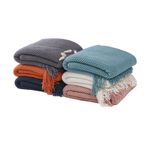 Couverture en fausse fourrure tricotée 100 % fibre de polyacrylonitrile, douce et confortable, respectueuse de la peau, lavable en machine, pour toutes les saisons, <span class=keywords><strong>décoration</strong></span> d'intérieur - Product Image 5