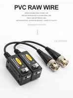 Transmisor de Video Pasivo de Plástico Anti-interferencia AHD/CVI/TVI/CVBS de 300M HD 8MP, Balun UTP de Par Trenzado con Conector BNC para Monitor CCTV