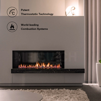 Cheminée à gaz MEISU.CH personnalisable 1016x380x720mm pour intérieur, avec brûleurs à vue panoramique et surface de flamme