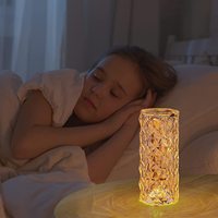 Lampes de table en cristal de rose rechargeables, commande tactile, lampe de chevet, 3 couleurs changeantes, lumière de nuit romantique en acrylique LED