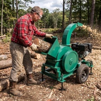 Broyeur de bois mobile à disque diesel, auto-alimenté, pour la découpe des branches d'arbres, sans alimentation électrique