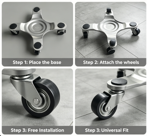 <b>Swivel</b> Furniture Caster 60mm Polyurethane Wheel with Brake 50kg Load Capacity Plate Mount Easy Installation Kitchen Bathroom Use - Product Image 2