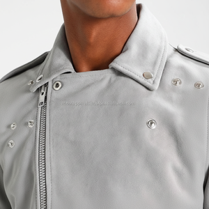 แจ็กเก็ตหนังนิ่มแท้สำหรับผู้ชายเสื้อแจ็กเก็ตหนังนิ่มระบายอากาศพิมพ์โลโก้ - Product Image 1