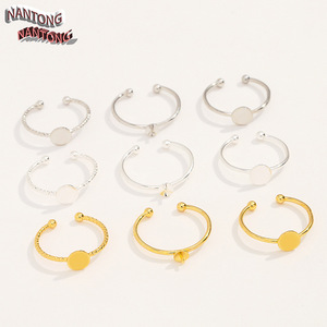 Nantong Open <b>Ring</b> Band Flat Round Copper Plated Gold Adjustable For <b>Ring</b> Making DIY Jewelry Accessories - Product Image 1
