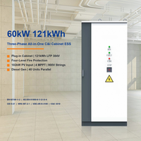 Système de batterie solaire tout-en-un triphasé 60 kW 121 kWh LiFePO4 384 V BMS CAN IP54 pour stockage commercial et industriel