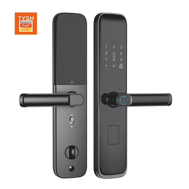 TYSH New Arrival Tuya WiFi Fingerprint Biometric Smart Lock with Card Key for Wood Door Cloud Storage