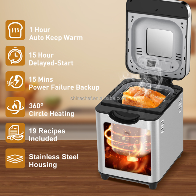 1.5L Fully Automatic Multifunctional Electric Bread Maker Digital Toast Bread Making Machine for Home Breakfast