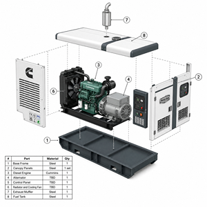 Generador Diésel Cummins Refrigerado por Agua de Mar para Contenedores, 200 kVA, 300 kVA, 400 kW, 1650 kVA, 1320 kW, Silencioso, con ATS, 50 Hz, Eléctrico - Product Image 6