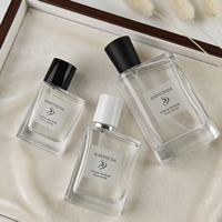 Botol Parfum Kaca Bening XB196 30ml 50ml 100ml Warna Kustom Tutup Datar Botol Semprot Parfum Kosong Ukiran Logo Kustom Mewah