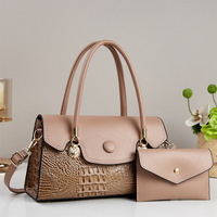 Ensemble de sacs à main pour femmes, 2 pièces, motif crocodile, grand sac fourre-tout avec petite bourse, bandoulière amovible