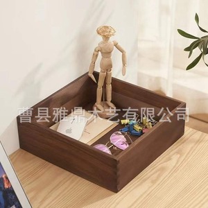 Square Solid Wood <b>Storage</b> <b>Box</b> 30x30x10cm Desktop Organizer For Office Sundries - Product Image 1