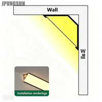 Diseño de Interiores, Perfil de Aluminio Lineal de 3 Metros para Iluminación LED en Esquinas de 45 Grados para Techos