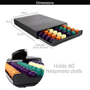 40 50 60 80 cápsulas de Metal negro bambú <span class=keywords><strong>Nespresso</strong></span> cápsulas almacenamiento soporte de exhibición estante Cápsula de café cajón para el hogar Oficina Cocina - Product Image 2