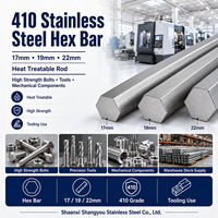 Barre hexagonale en acier inoxydable 410, 17 mm, 19 mm, 22 mm, tige traitable thermiquement pour boulons haute résistance, outils et composants mécaniques