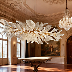 Splendido Lampadario a Foglia di Cristallo per Sala da Pranzo: Illuminazione Mozzafiato per Spazi Eleganti - Product Image 5