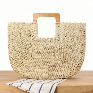 Bolso de Paja Hecho a Mano con Asa de Madera, para Playa, Gran Capacidad, Portátil, con USB y GPS, Venta al Por Mayor - Product Image 5