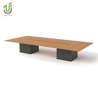 Table de conférence rectangulaire moderne en MDF, bureau de réunion avec base encastrée pour mobilier de bureau, usage domestique et hôtelier