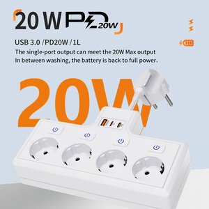 4-Outlet EU Surge Protector Power Strip Extension <strong>Socket</strong> 16A Rated <strong>Portable</strong> <strong>Plug</strong> Outlet Extender Multi <strong>Plug</strong> <strong>Socket</strong> - Product Image 6