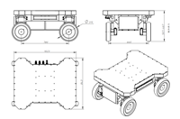 Châssis de robot robuste Senfar SFLZ800 4WS 4WD avec suspension indépendante multi-liens, capacité de 200 kg, braquage zéro pour AGV AMR et logistique sur site