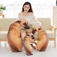 Coussin en forme de chien 3D réaliste, coussin imprimé doux en forme d'animal, coussin rembourré pour canapé, décoration de la maison