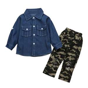 Insieme Dei Vestiti di Estate Delle Ragazze dei bambini Army 1-5 anni della ragazza Del Denim <span class=keywords><strong>Manica</strong></span> <span class=keywords><strong>Lunga</strong></span> <span class=keywords><strong>T</strong></span> <span class=keywords><strong>Shirt</strong></span> E Pantaloni Mimetici vestito - Product Image 4