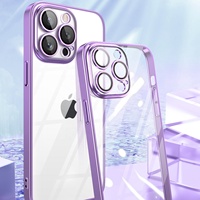Étui de téléphone portable Weview de luxe, en PC transparent électro-plaqué, résistant aux chocs, anti-poussière, avec protection d'objectif d'appareil photo