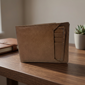 Brown PU Leather Slim Bifold <b>Wallet</b> Short <b>Card</b> Holder with Letter Detail <b>for</b> <b>Men</b> Business Travel Gift - Product Image 2