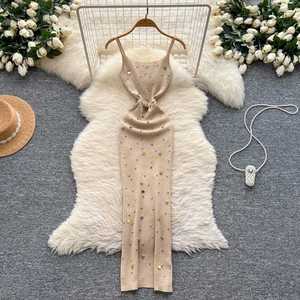 Vestido Midi Casual Tipo Túnica Y2K Verano 2025 para Mujer, Vestido de Encaje con Lentejuelas y Cuentas - Product Image 1