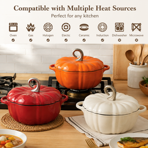 Marmite <span class=keywords><strong>à</strong></span> soupe en fonte émaillée <span class=keywords><strong>à</strong></span> double anse, grande capacité, robuste, de qualité commerciale, pour la cuisson au four, vente en gros, personnalisable - Product Image 2