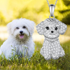Collar con Colgante de Perro Maltés Clásico <span class=keywords><strong>en</strong></span> Plata de Ley 925 con Baño de Rodio y Circonita, Regalos de Compromiso para Mujeres, Cumpleaños - Product Image 2