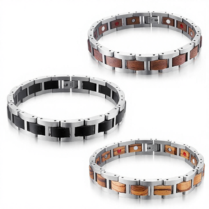 Pulsera de cadena de platino con dijes y logotipo personalizado, de madera para <span class=keywords><strong>hombre</strong></span>, de alta calidad, novedad <span class=keywords><strong>2022</strong></span>, al por mayor - Product Image 2
