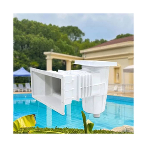 Skimmer para piscina de acero inoxidable con tapa, skimmer de plástico resistente para piscina con cubierta metálica y anillo de bloqueo para alto tráfico - Product Image 1