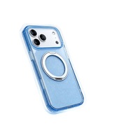 Étui rotatif à 360° pour 18 Pro Max avec coque magnétique en TPU à paillettes, design scintillant rose et bleu clair