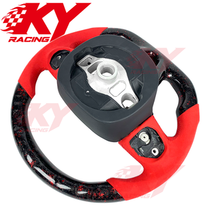 Volante Deportivo Personalizado de Fibra de Carbono Forjada con LED para Dodge Challenger RT SRT Charger Hellcat, Estilo Racing, en Cuero y Gamuza - Product Image 3