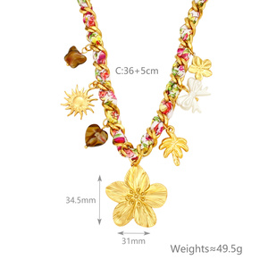 Collana Personalizzata con Catena in Acciaio Inossidabile Placcato Oro 18K, Ciondolo Multi-Elemento Fai-da-Te, Collana Colorata con Cordino, <span class=keywords><strong>Regalo</strong></span> - Product Image 5