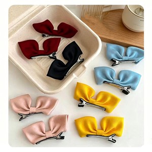 Korean style <b>bow</b> hair <b>clip</b> for children, 3D fabric pleated cute red small princess style side <b>clip</b> hair accessory - Product Image 4